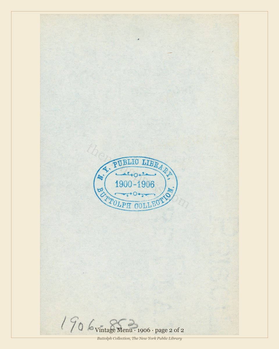 Vintage menu — page 2 of 2