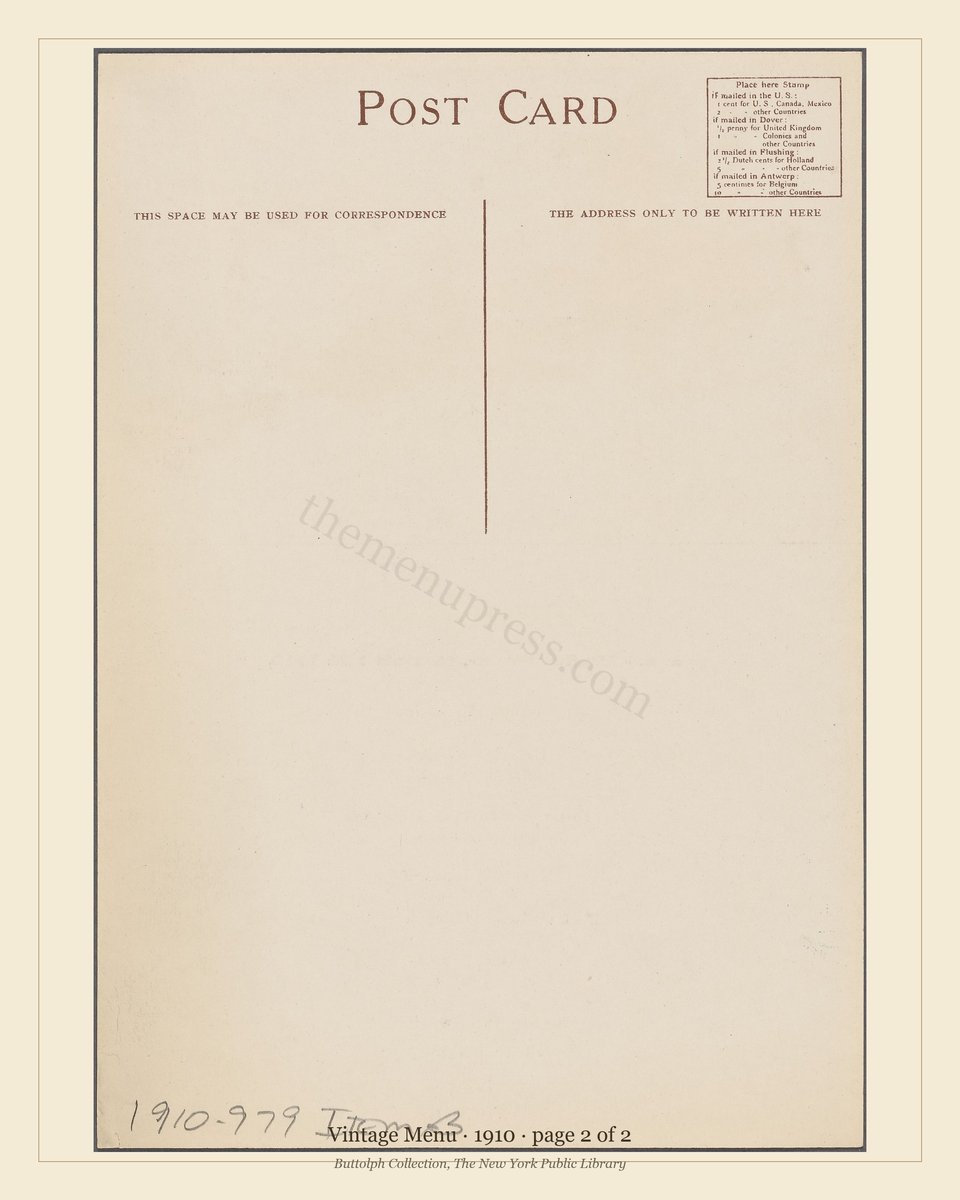 Vintage menu — page 2 of 2