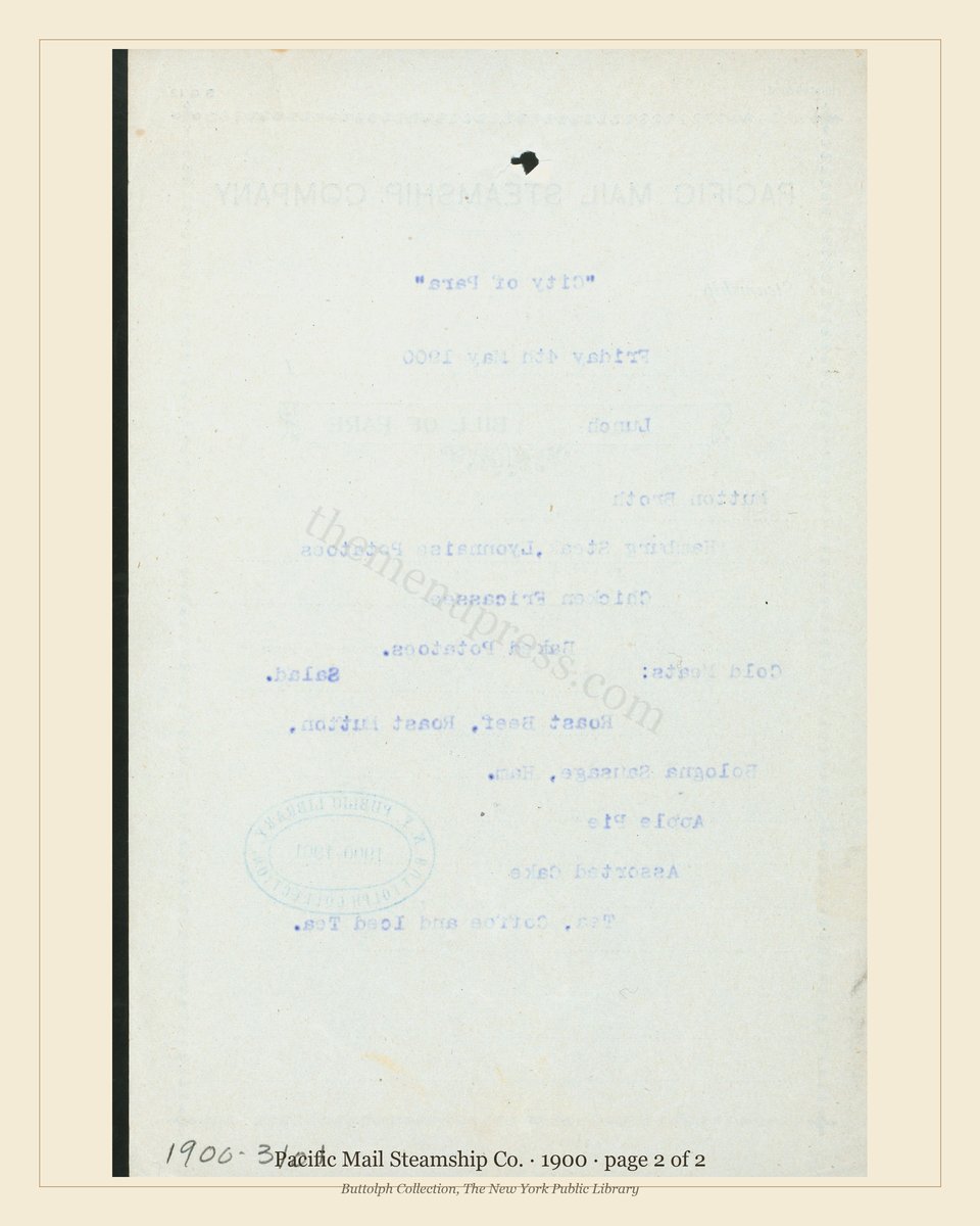 Vintage menu — page 2 of 2