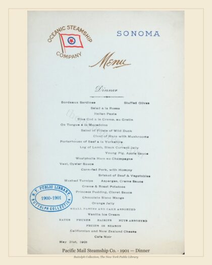 Pacific Mail Steamship Co. · 1901 — Dinner