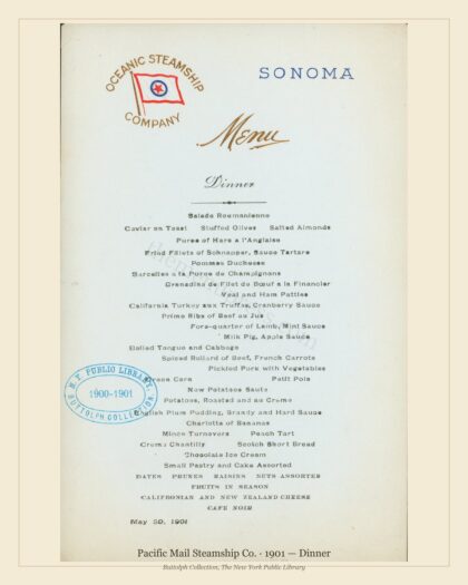 Pacific Mail Steamship Co. · 1901 — Dinner