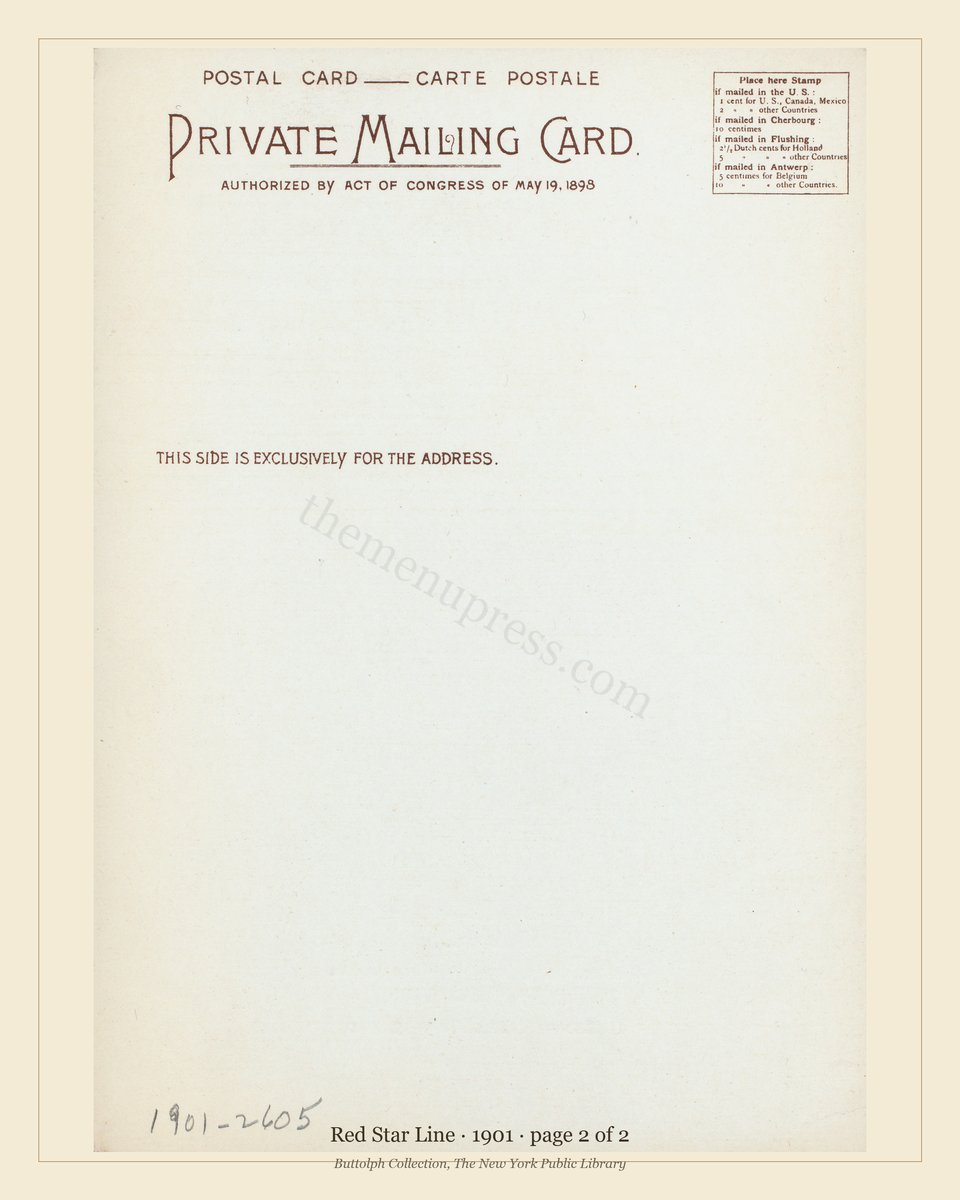 Vintage menu — page 2 of 2