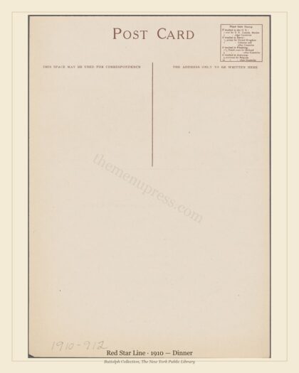 Red Star Line · 1910 — Dinner