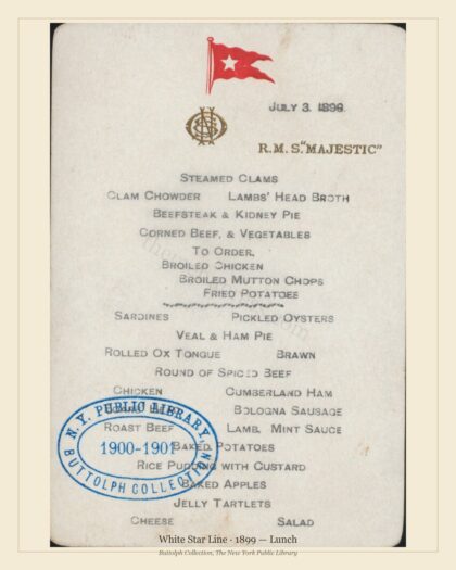 White Star Line · 1899 — Lunch