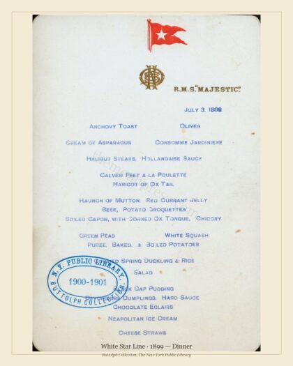 White Star Line · 1899 — Dinner