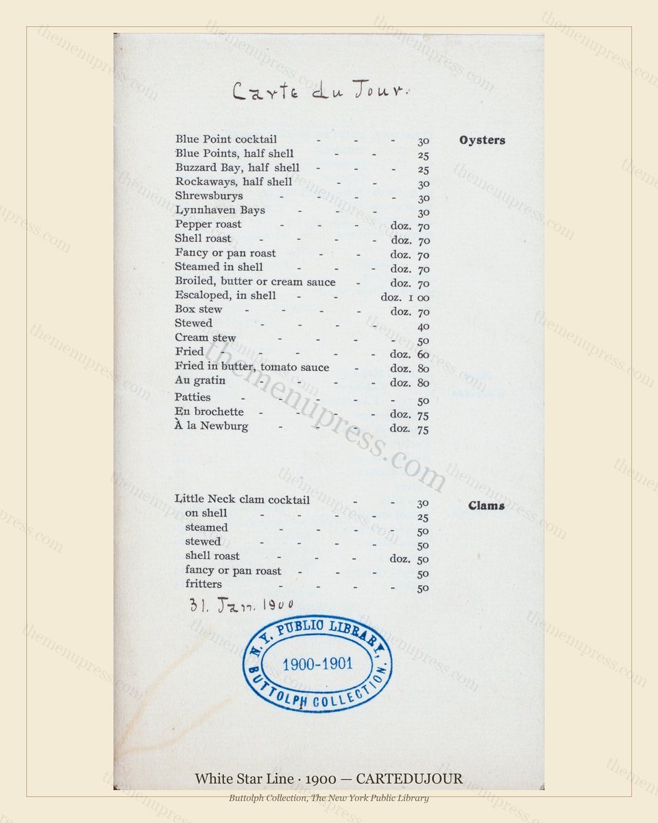 Vintage menu preview — 1900 Vintage CARTEDUJOUR Menu — White Star Line, Transatlantic Ocean Liner Card