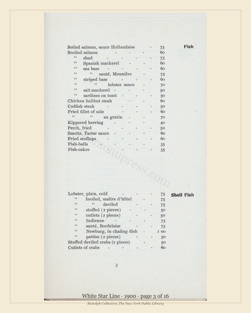 Vintage menu — page 3 of 7