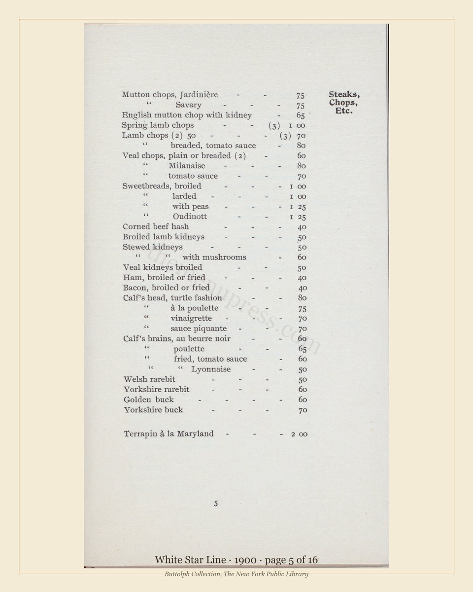 Vintage menu — page 5 of 7
