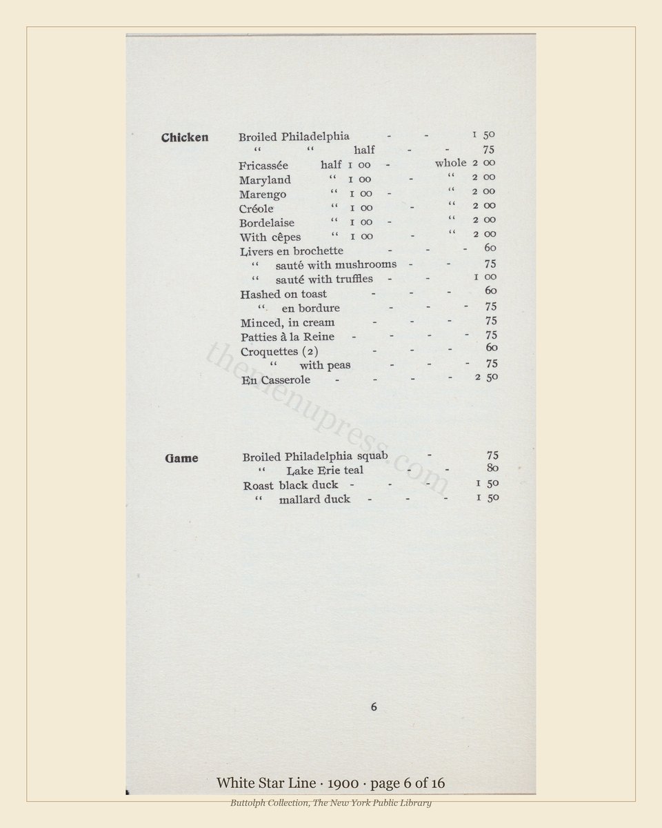 Vintage menu — page 6 of 7