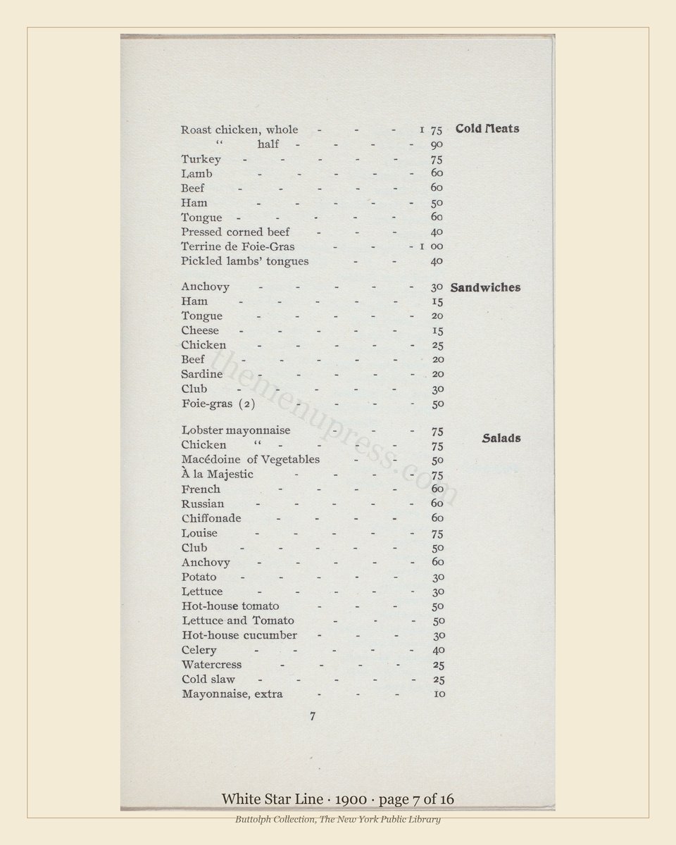 Vintage menu — page 7 of 7
