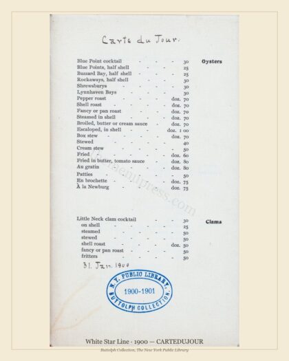 White Star Line · 1900 — CARTEDUJOUR