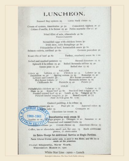 White Star Line · 1900 — Lunch