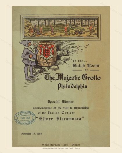 Vintage menu preview — 1906 Vintage Dinner Menu — White Star Line, Transatlantic Ocean Liner Card (Comp