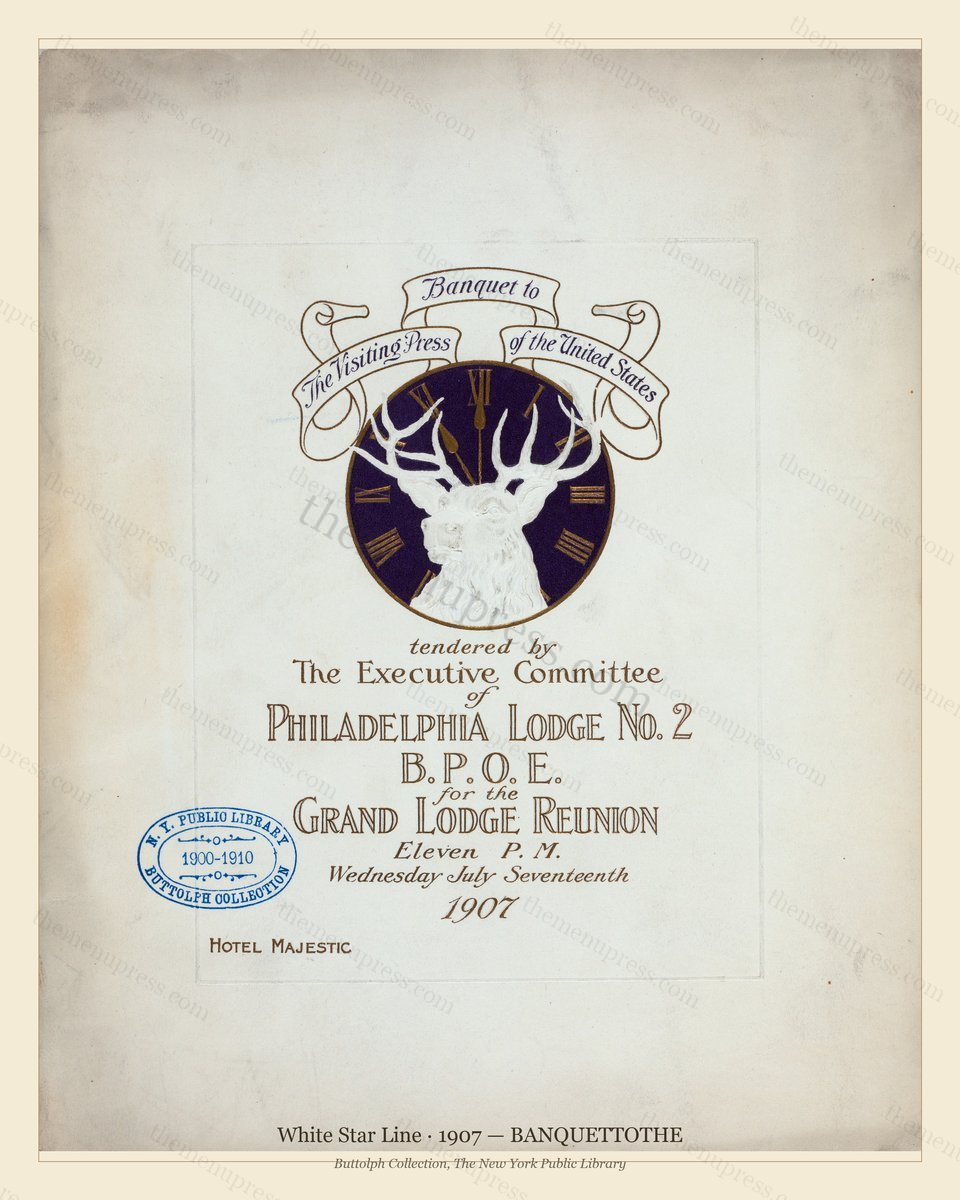 Vintage menu preview — 1907 Vintage BANQUETTOTHE Menu — White Star Line, Transatlantic Ocean Liner Card