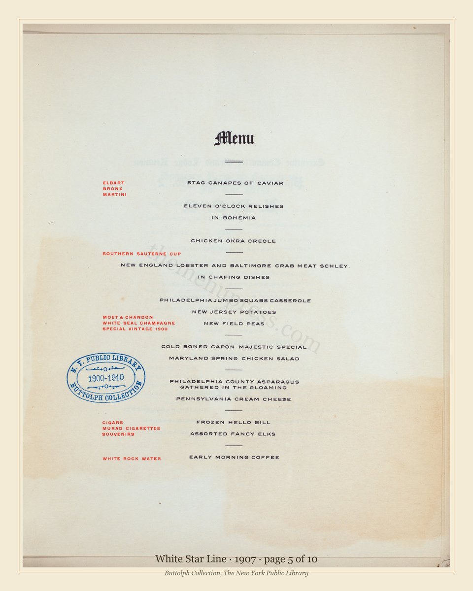 Vintage menu — page 5 of 10