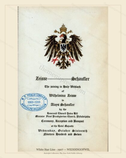 Vintage menu preview — 1907 Vintage WEDDINGOFWIL Menu — White Star Line, Transatlantic Ocean Liner Card