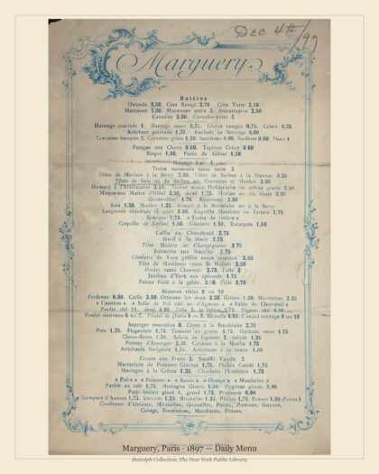 Marguery, Paris · 1897 — Daily Menu