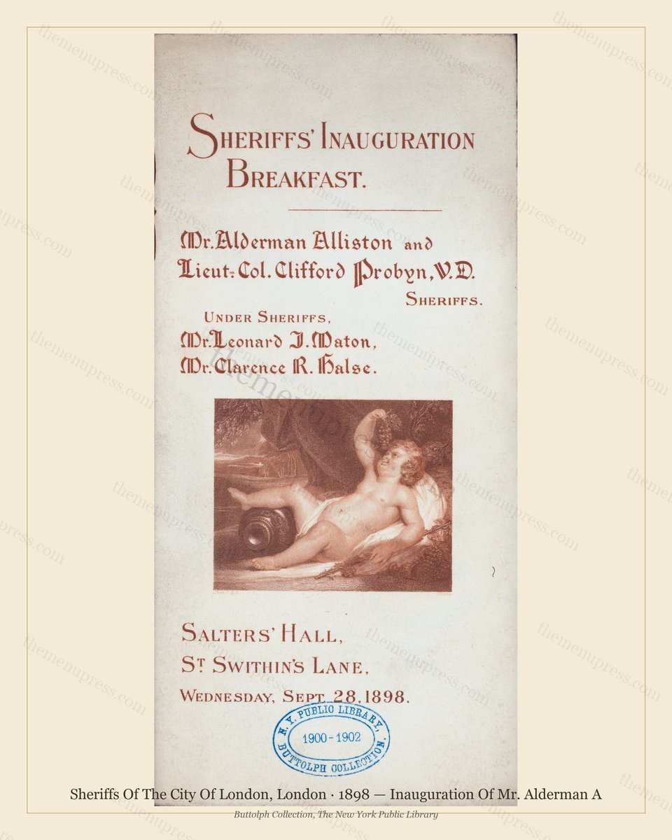 Vintage menu preview — 1898 Vintage Dinner Menu — Sheriffs of the City of London, Belle Époque London (
