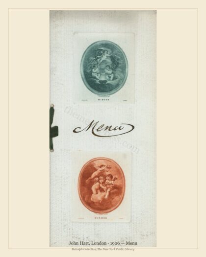 John Hart, London · 1906 — Menu