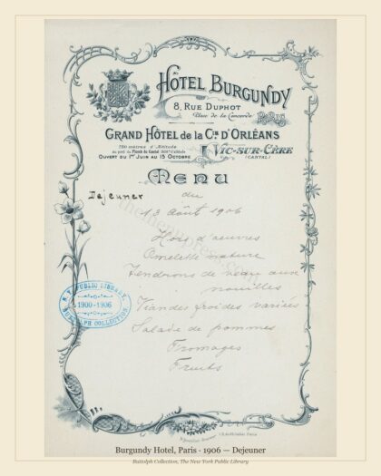 Burgundy Hotel, Paris · 1906 — Dejeuner