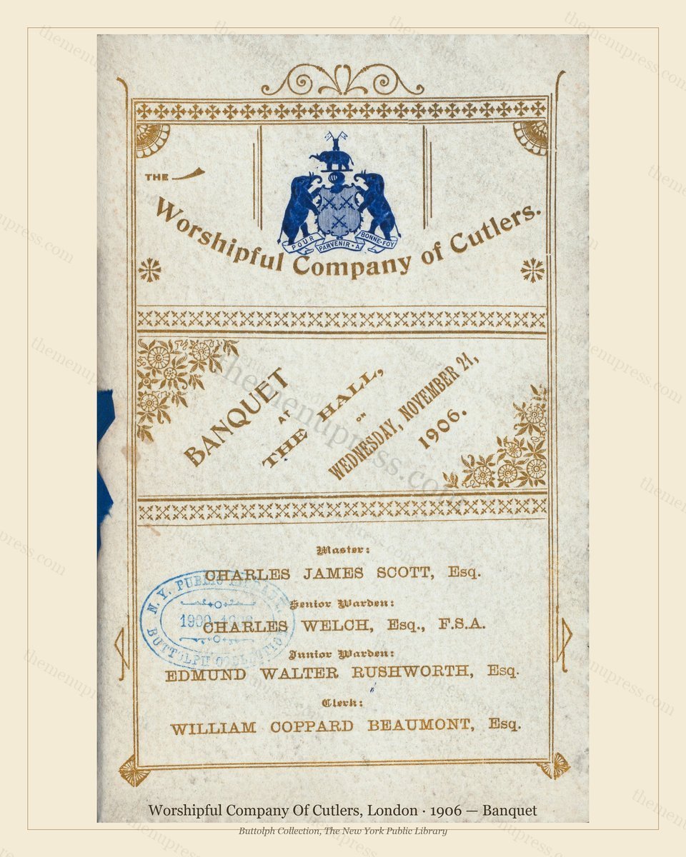 Vintage menu preview — 1906 Vintage Banquet Menu — Worshipful Company of Cutlers, Belle Époque London (