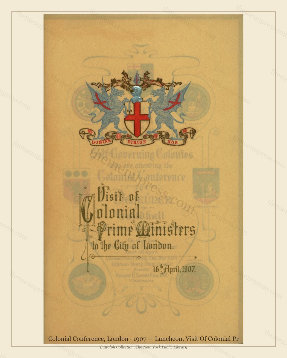 Vintage menu preview — 1907 Vintage Lunch Menu — Colonial Conference, Belle Époque London (Complete 2-P
