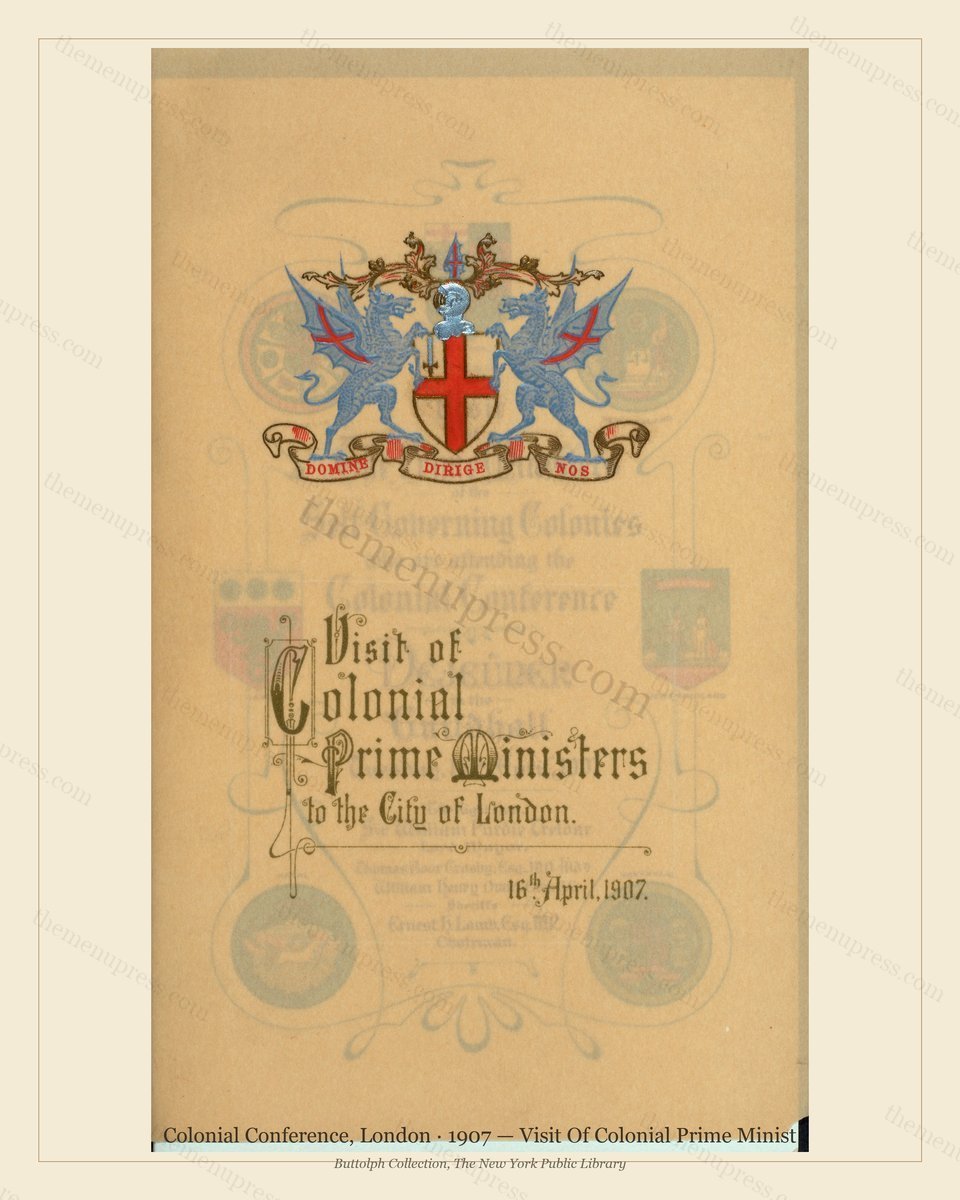 Vintage menu preview — 1907 Vintage Dinner Menu — Colonial Conference, Belle Époque London (Complete 12