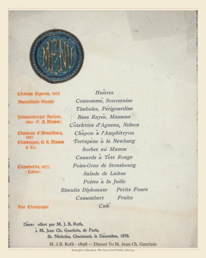 M. J.B. Roth · 1898 — Dinner To M. Jean Ch. Guerlain