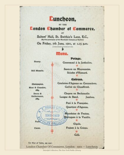 London Chamber Of Commerce, London · 1901 — Luncheon