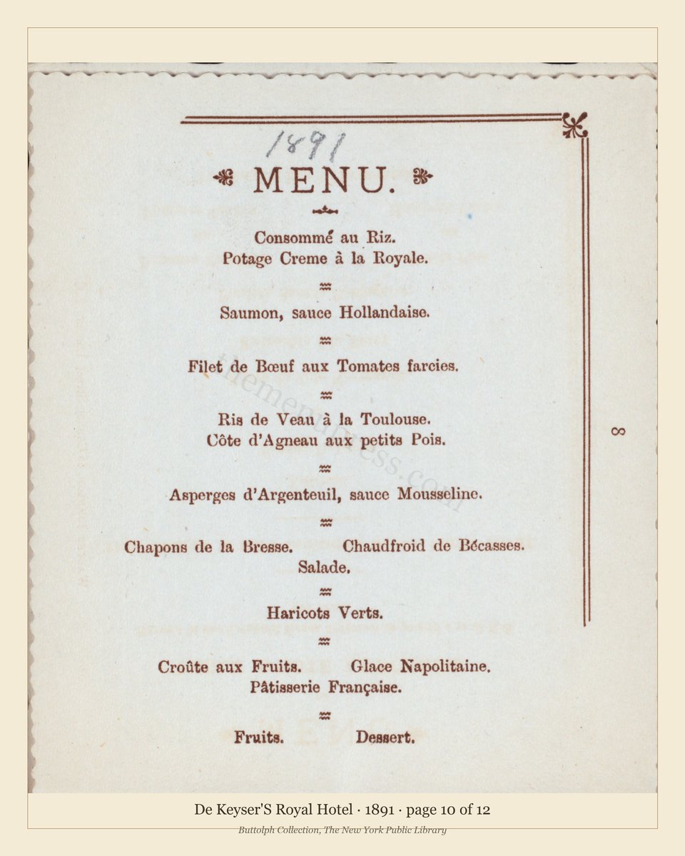 Vintage menu — page 9 of 10
