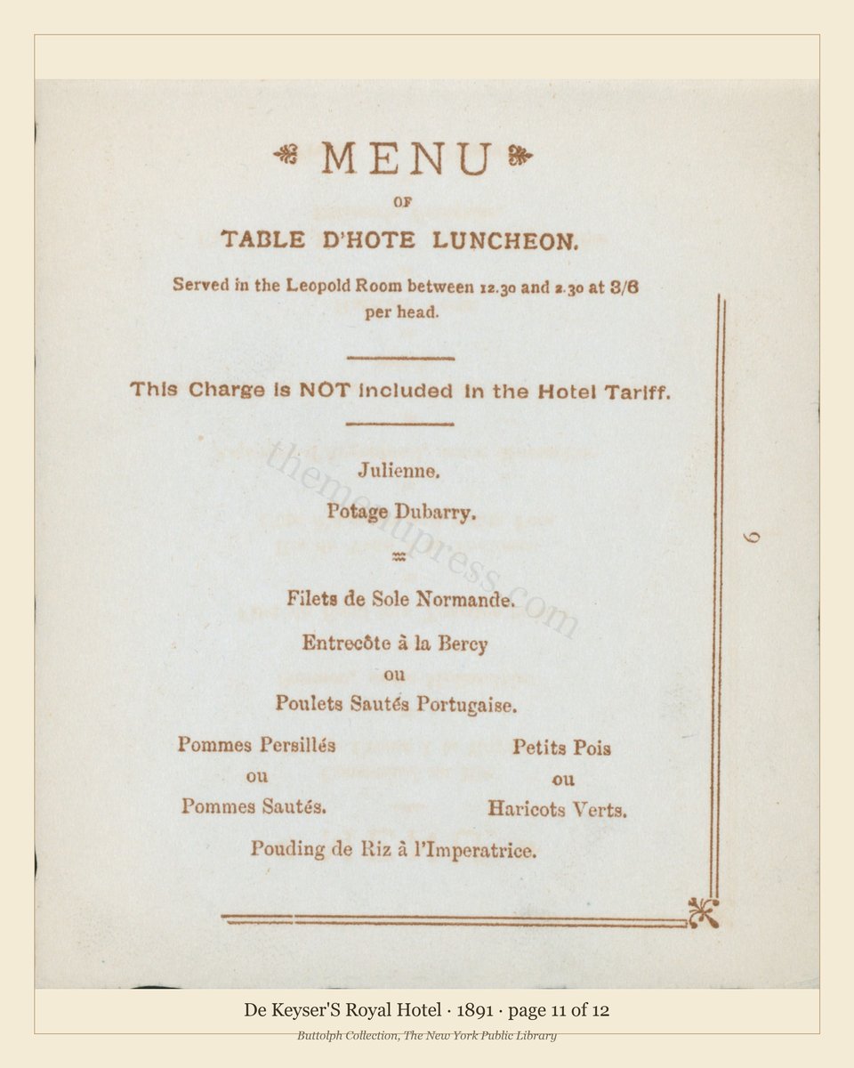 Vintage menu — page 10 of 10