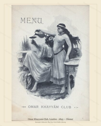 Vintage menu preview — 1893 Vintage Dinner Menu — Omar Khayyam Club, Belle Époque London (Complete 4-Pa