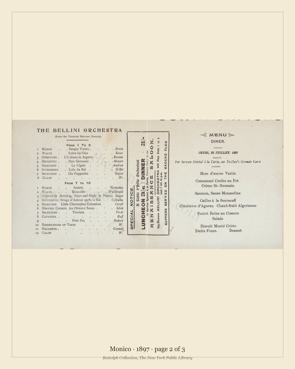 Vintage menu — page 2 of 3