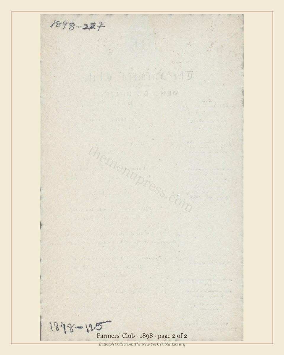 Vintage menu — page 2 of 2