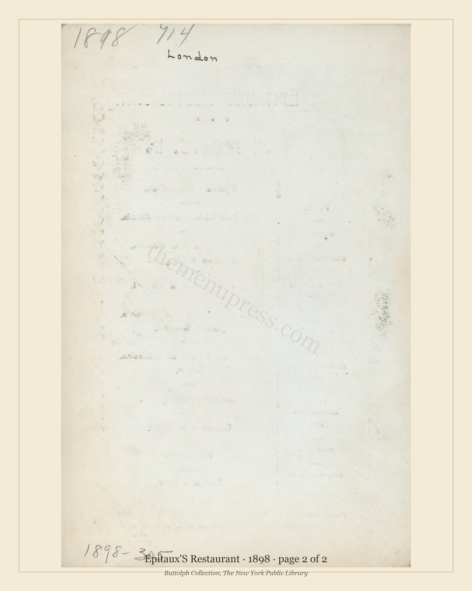 Vintage menu — page 2 of 2