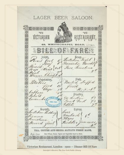 Vintage menu preview — 1900 Vintage Dinner Menu — Victorian Restaurant, Belle Époque London (Complete 2