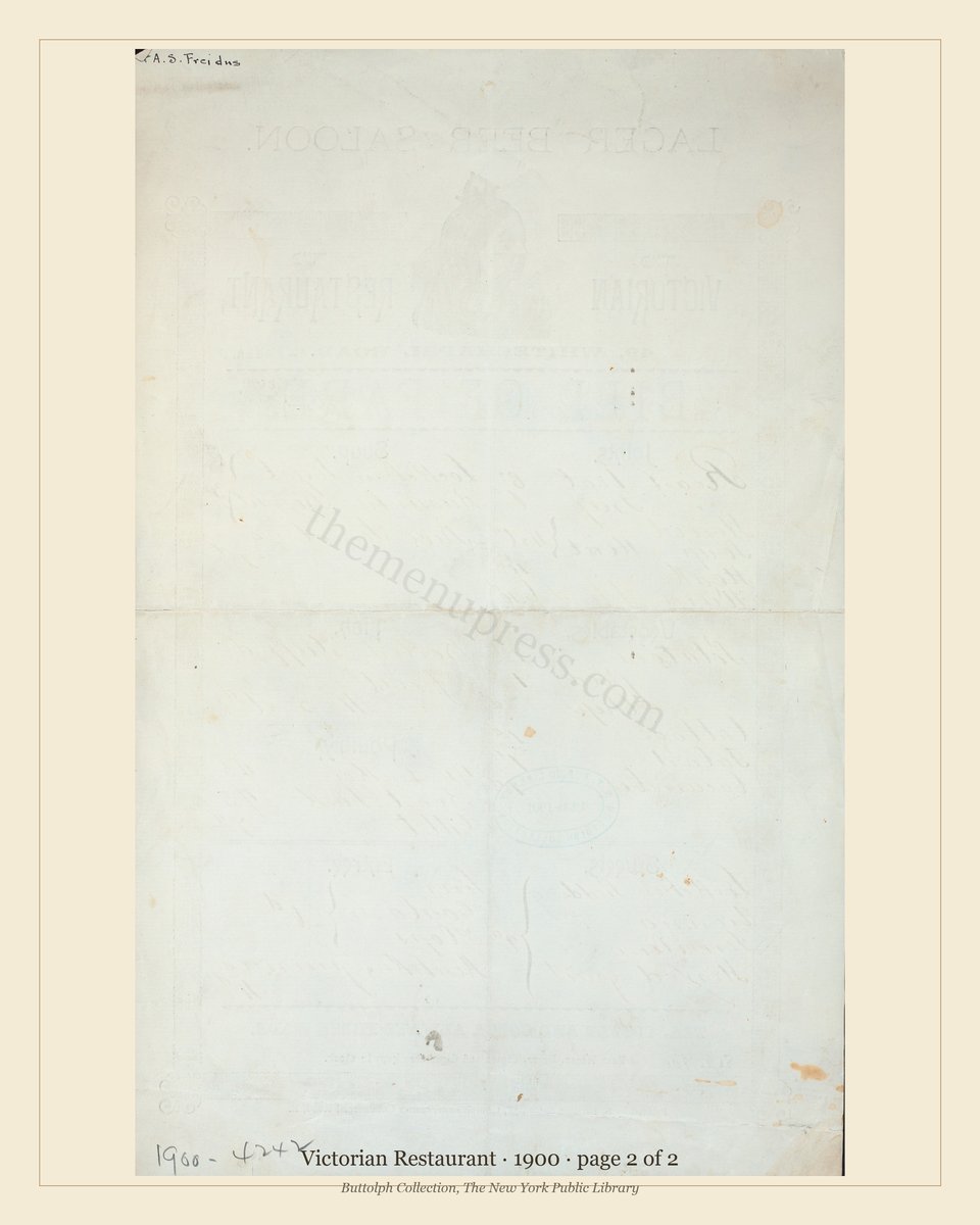 Vintage menu — page 2 of 2