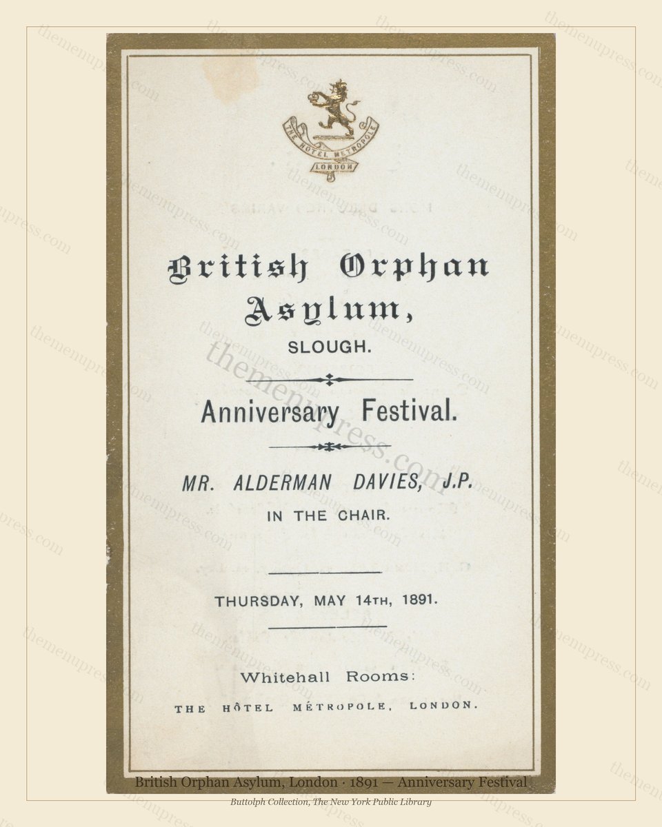 Vintage menu preview — 1891 Vintage Dinner Menu — British Orphan Asylum, Belle Époque London (Complete