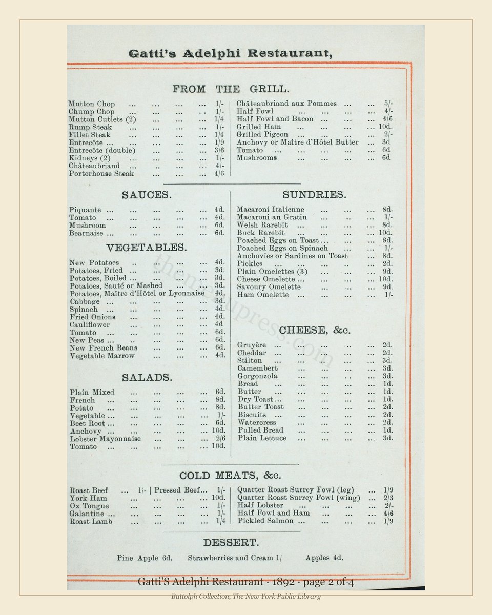 Vintage menu — page 2 of 4