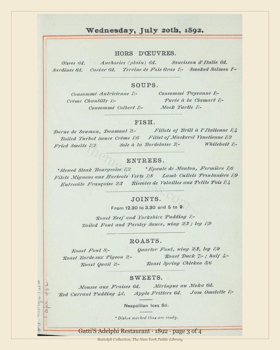 Vintage menu — page 3 of 4