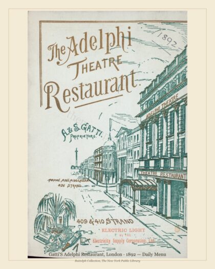 Gatti'S Adelphi Restaurant, London · 1892 — Daily Menu