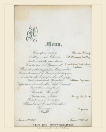 ?, Paris · 1896 — Silver Wedding Dinner