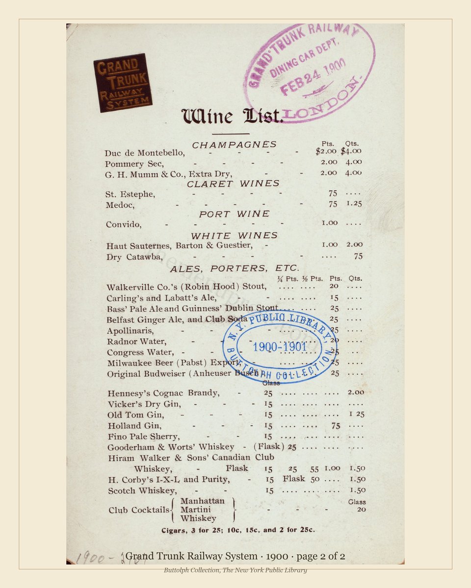Vintage menu — page 2 of 2
