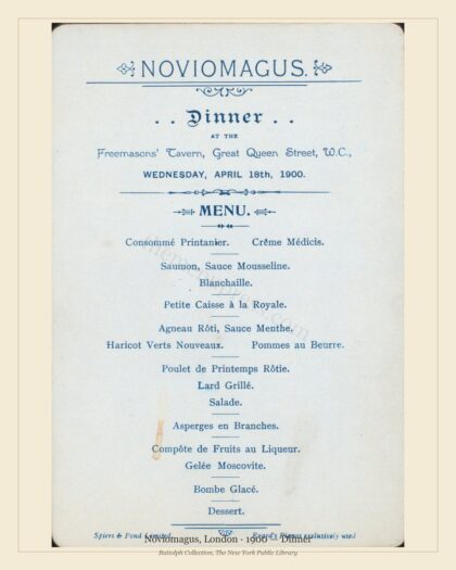 Noviomagus, London · 1900 — Dinner