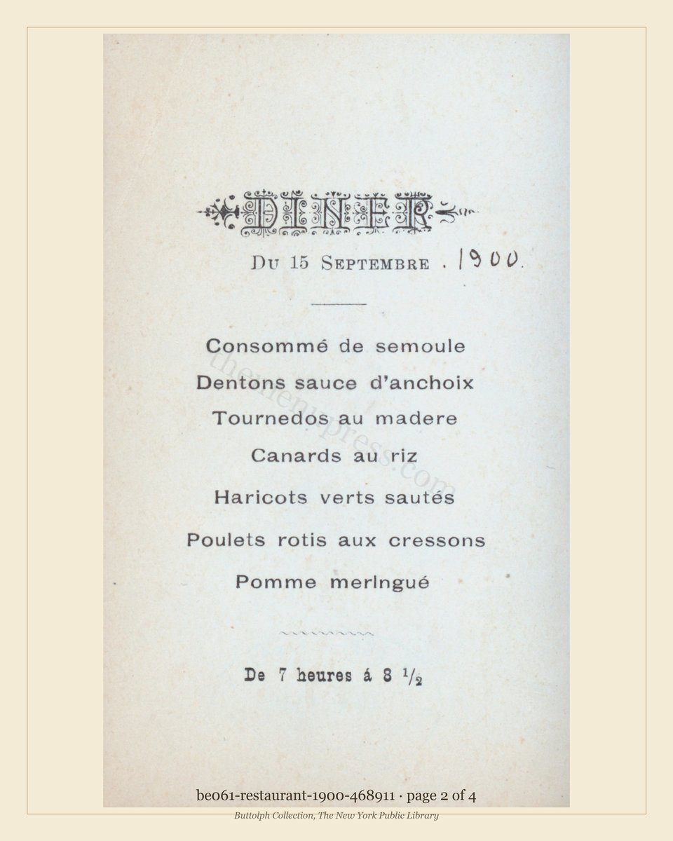 Vintage menu — page 2 of 4