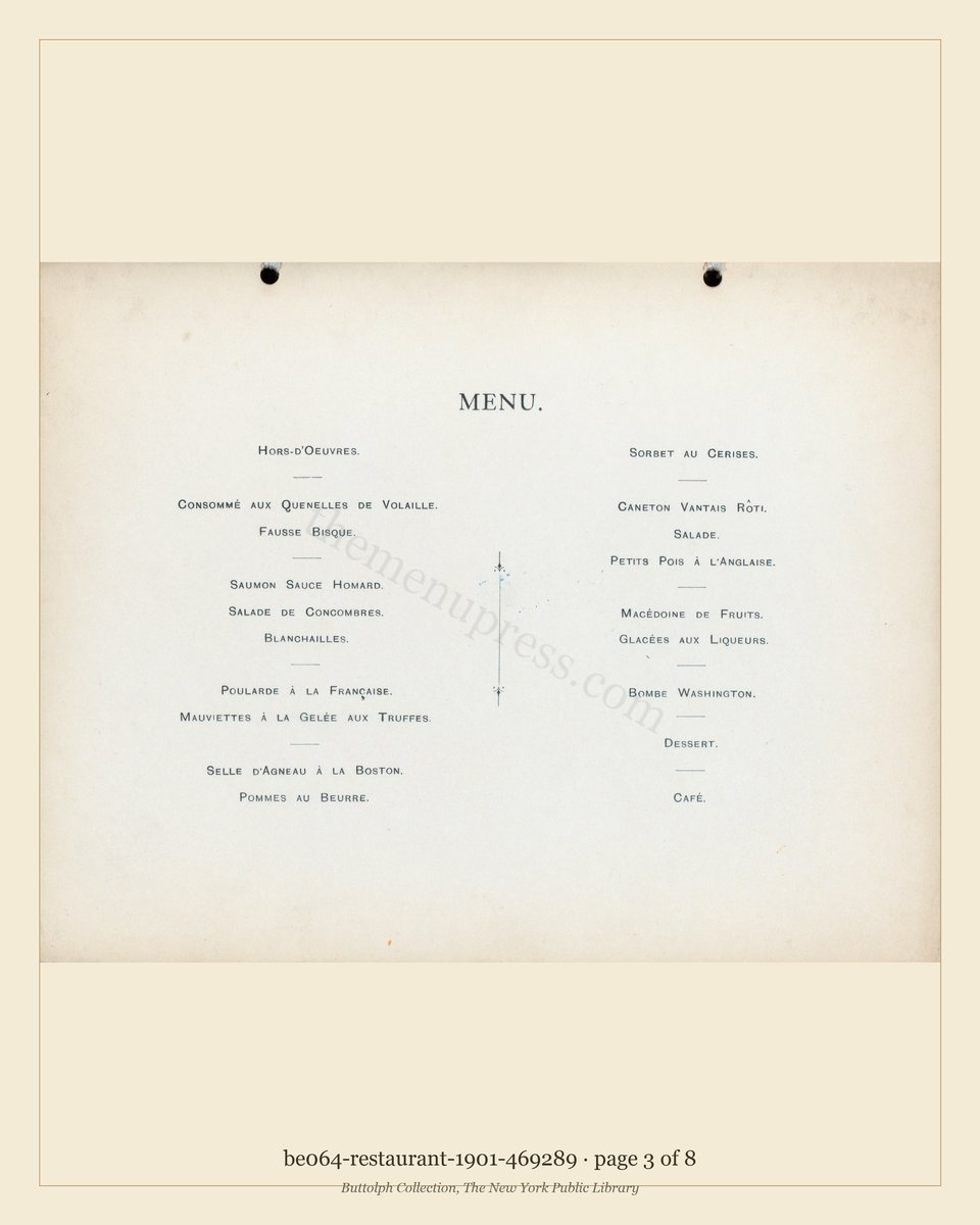 Vintage menu — page 3 of 8
