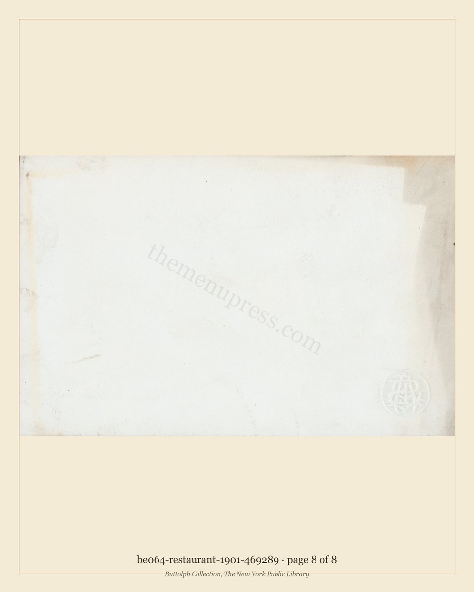 Vintage menu — page 8 of 8