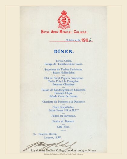 Royal Army Medical College, London · 1905 — Dinner