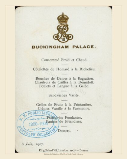 King Edard Vii, London · 1907 — Dinner