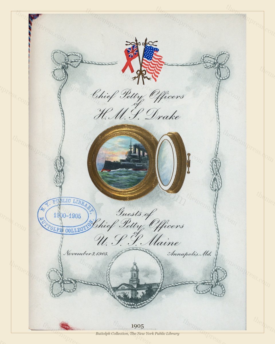 Vintage menu preview — Chief Petty Officers, U.S.S. Maine · Honorary Dinner · 1905